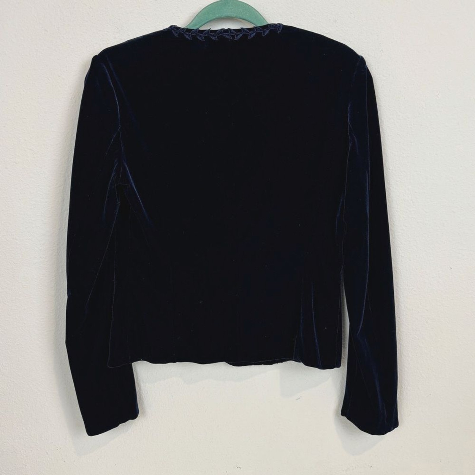Vintage Anna Sui Embroidered Blue Velvet Blazer 38/S *Missing Button