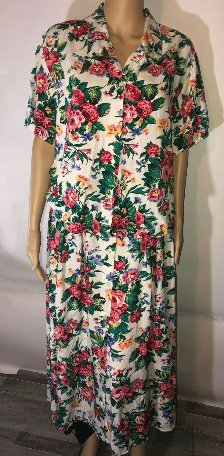 Sophisticates by Pendleton 2 Piece Skirt Set Floral Size 14 Top and Bottom Rayon