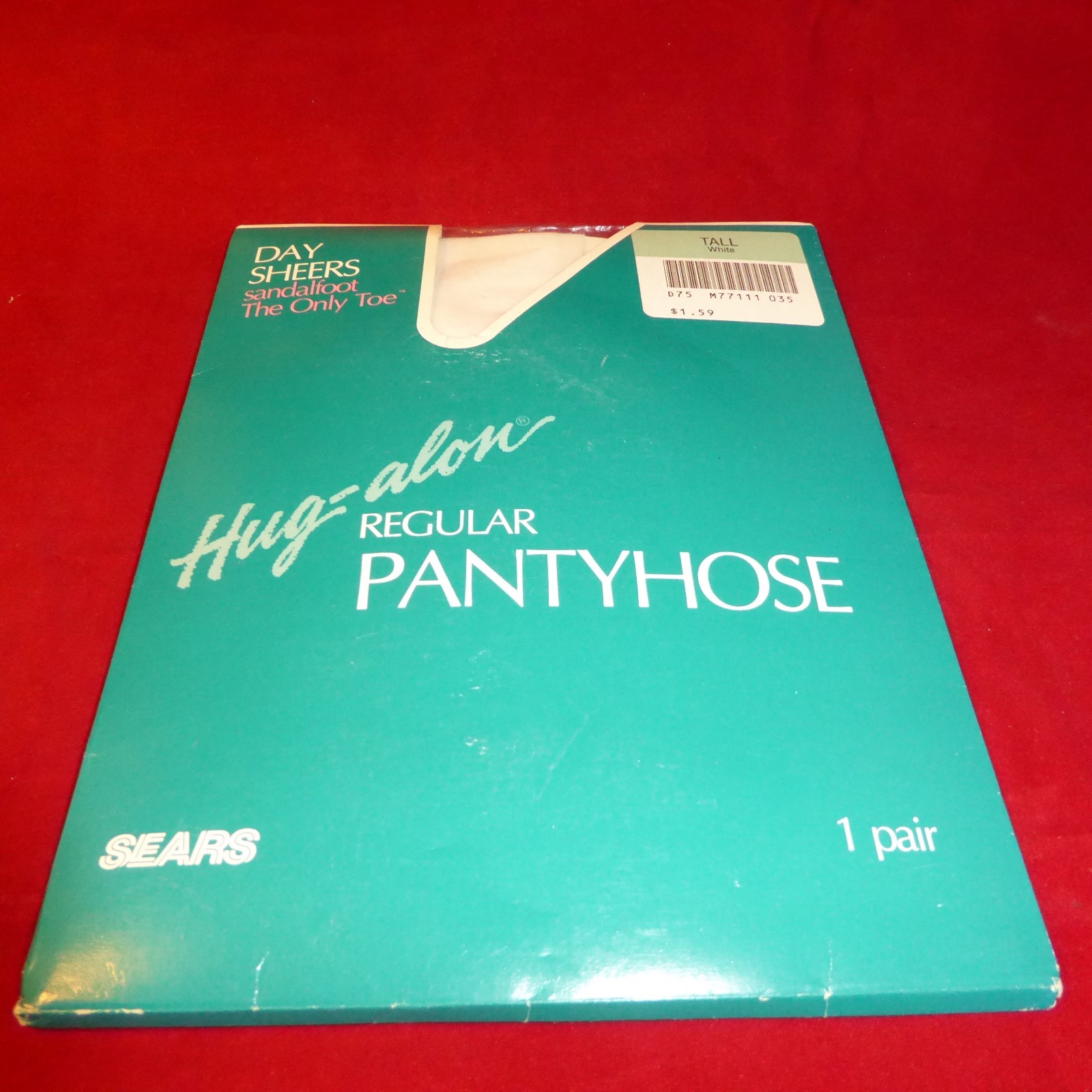Sears Hug-Alon TALL Regular Pantyhose Day Sheers Sandalfoot VTG NOS WHITE NEW