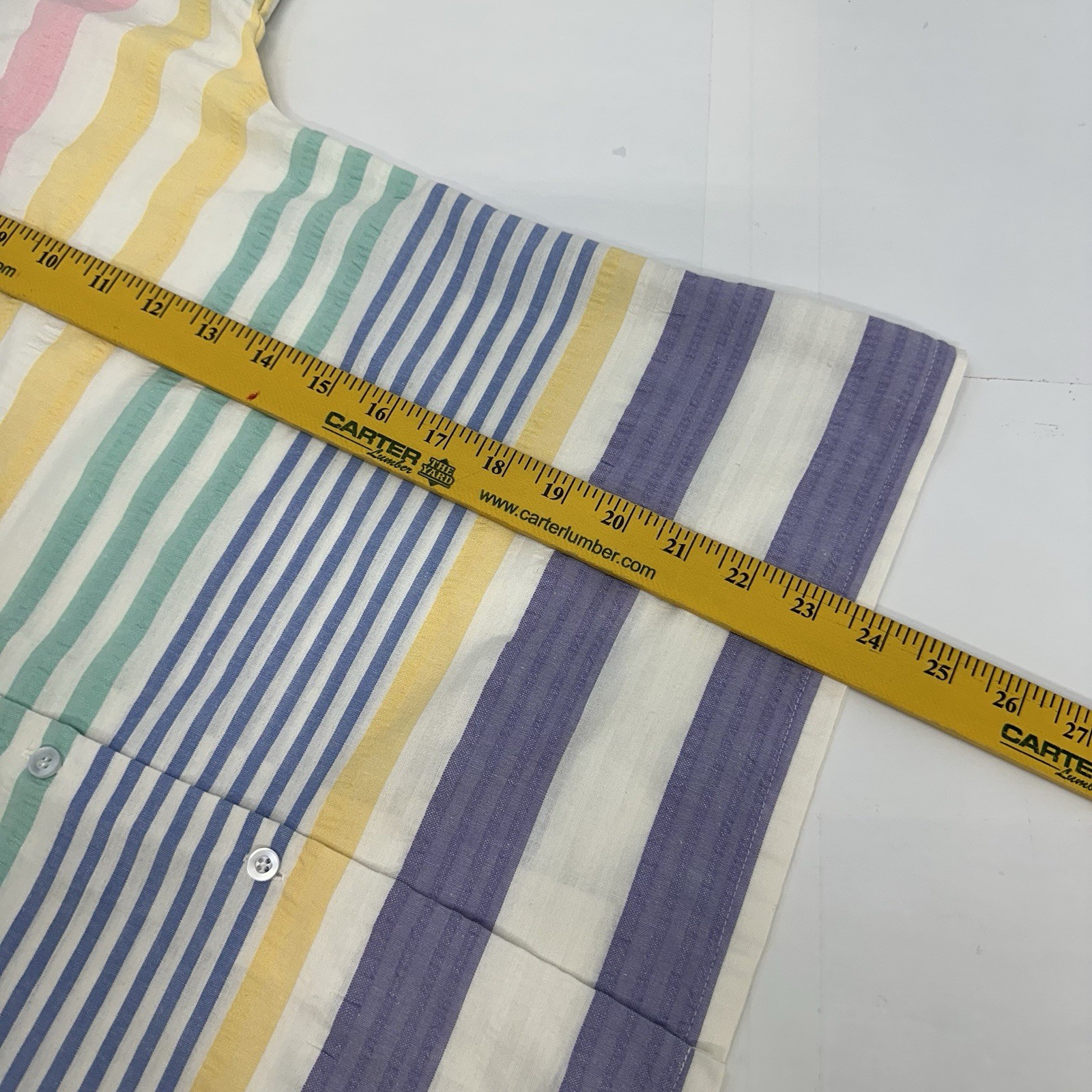 Cheryl Tiegs VTG Womans Pastel Striped Short Sleeve Button Up Shirt USA 16 READ
