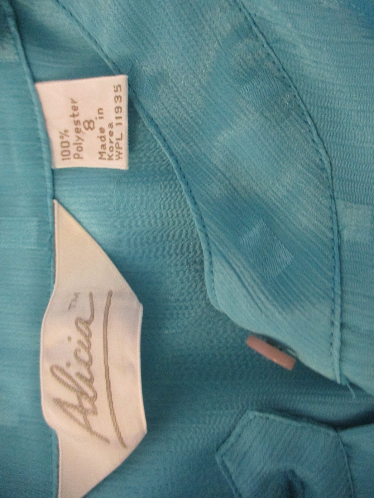 Vintage Alicia Blouse Size 8 Long Sleeve Teal Button Up