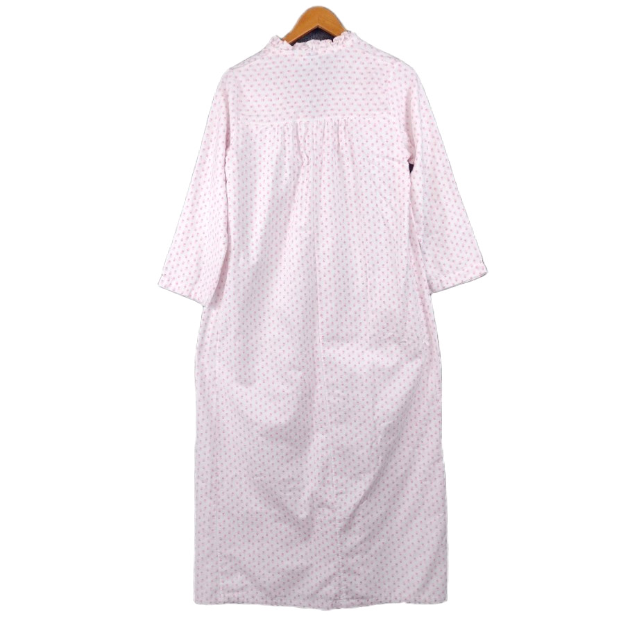 Vintage Amy Sue White Floral Cottage Full Length 100% Cotton Night Gown Small