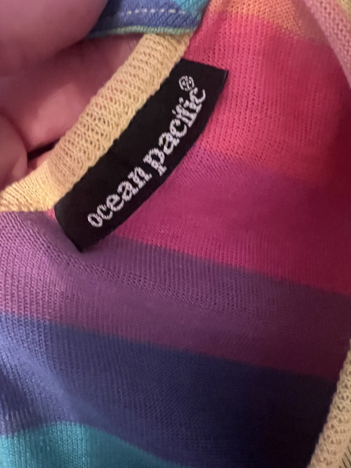 Rare Vintage 1980’s OP Ocean Pacific Rainbow Stripe T-shirt Dress USA Small