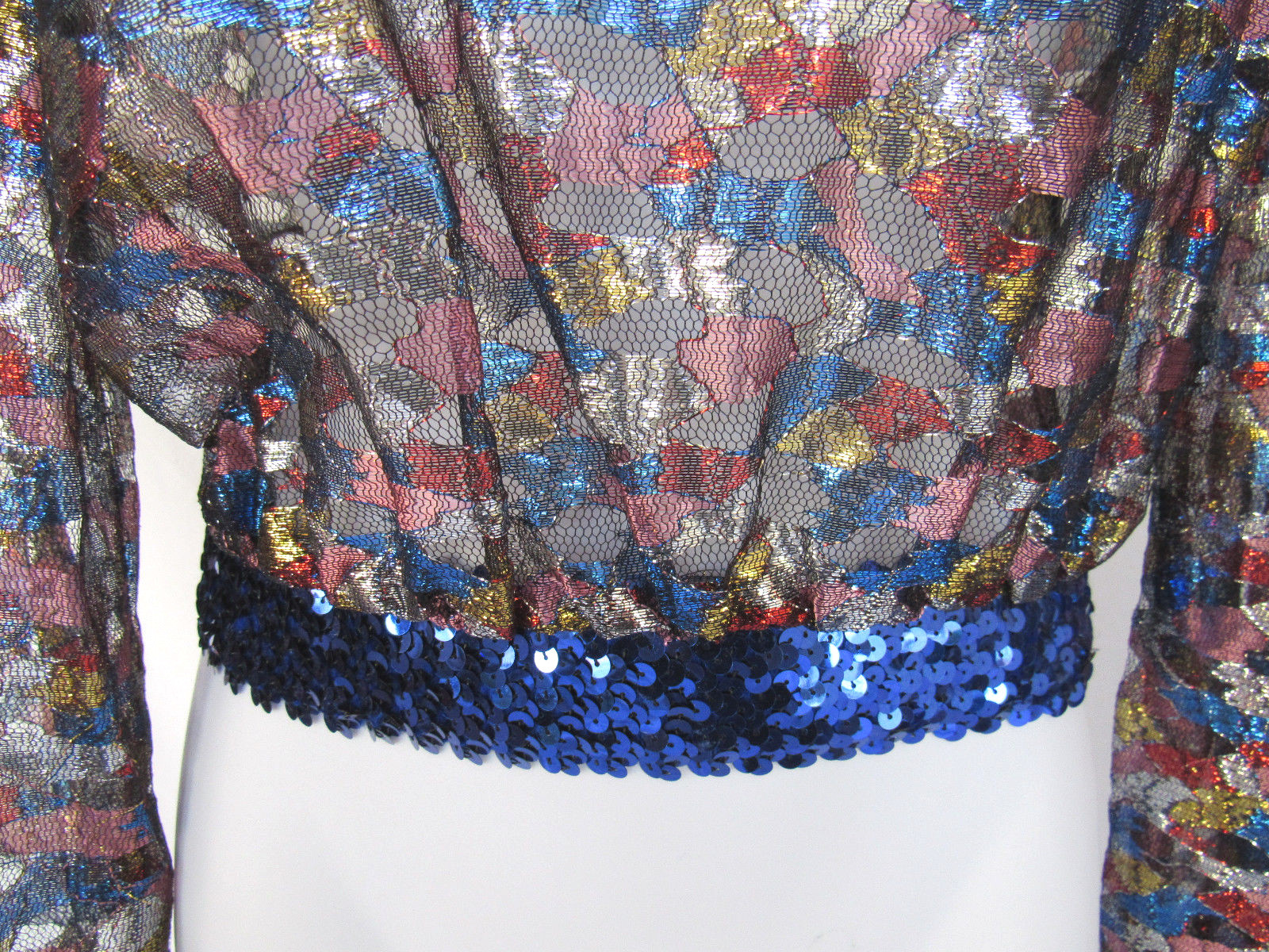 VINTAGE 1960s MARIE TORELLI DRESS & COVER SIZE 6 BLUE POLY ACETATE METALLIC NWT