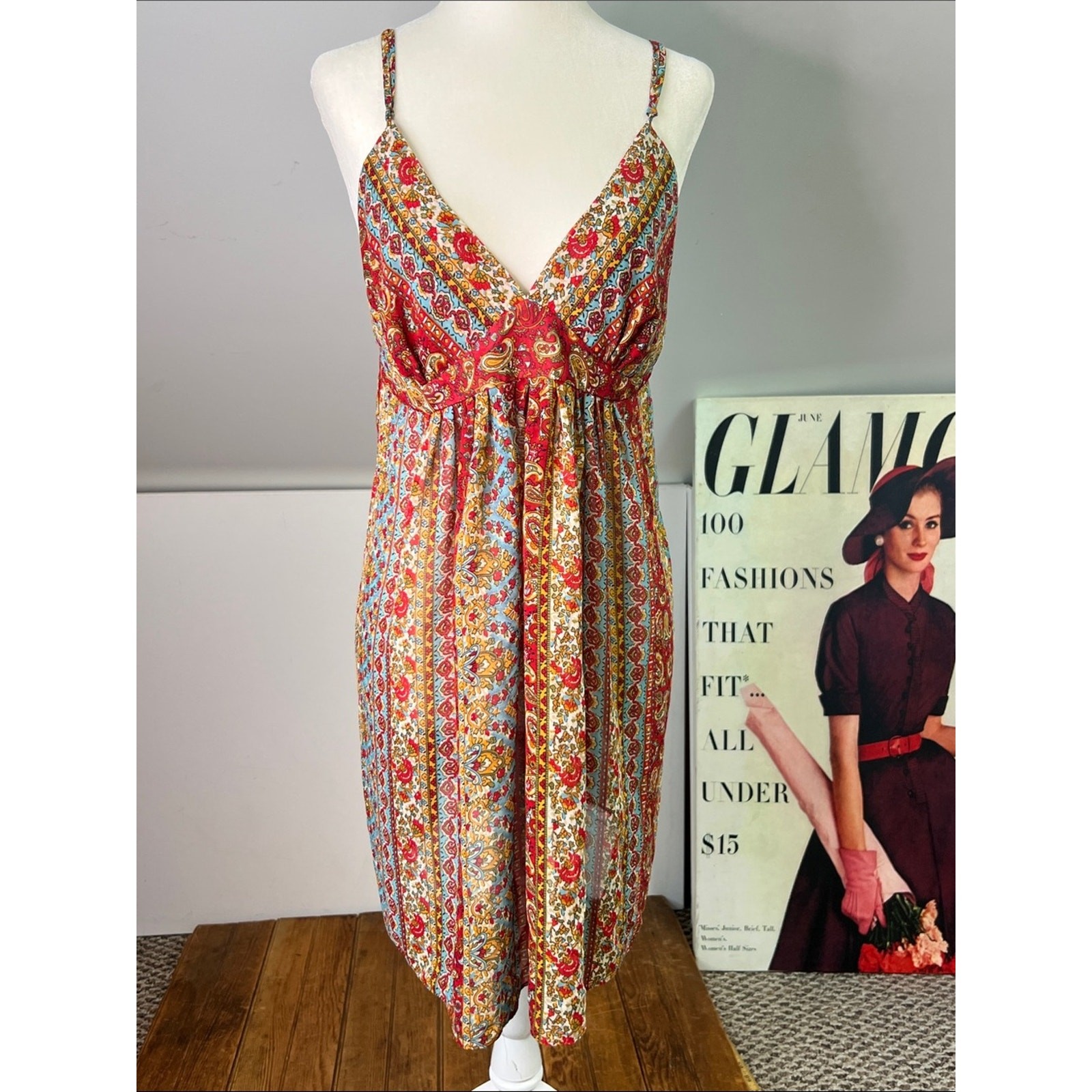 Vintage 90s Oscar de la Renta slip dress mini boho
