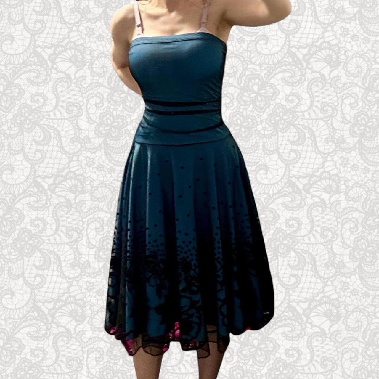 Small Y2K Vintage Strapless Mesh Glitter Dress by Ruby Rox
