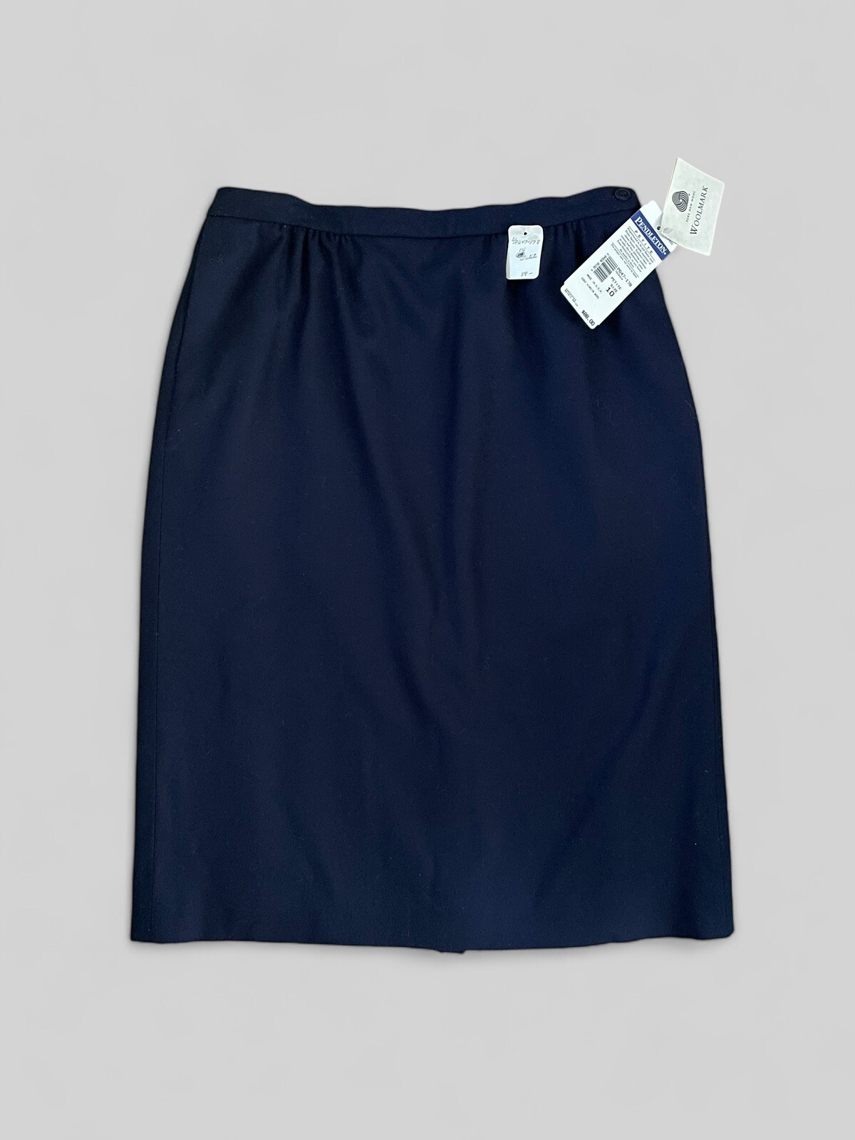 VTG Pendleton Wool Pencil Skirt Dark Navy Blue Secretary Minimalist DEADSTOCK 10