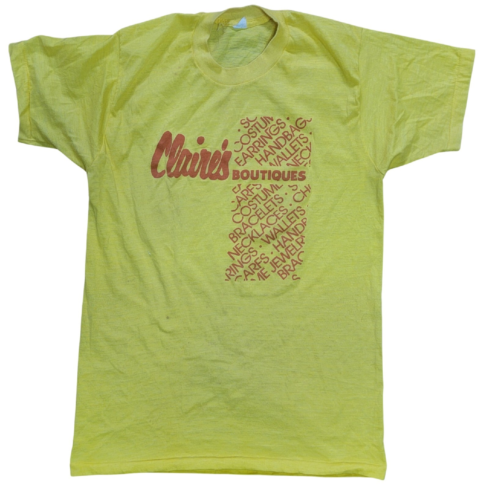 Rare Vintage 1970s Canary Yellow Claire’s Boutique Tee Single Stitch-Large 42-44