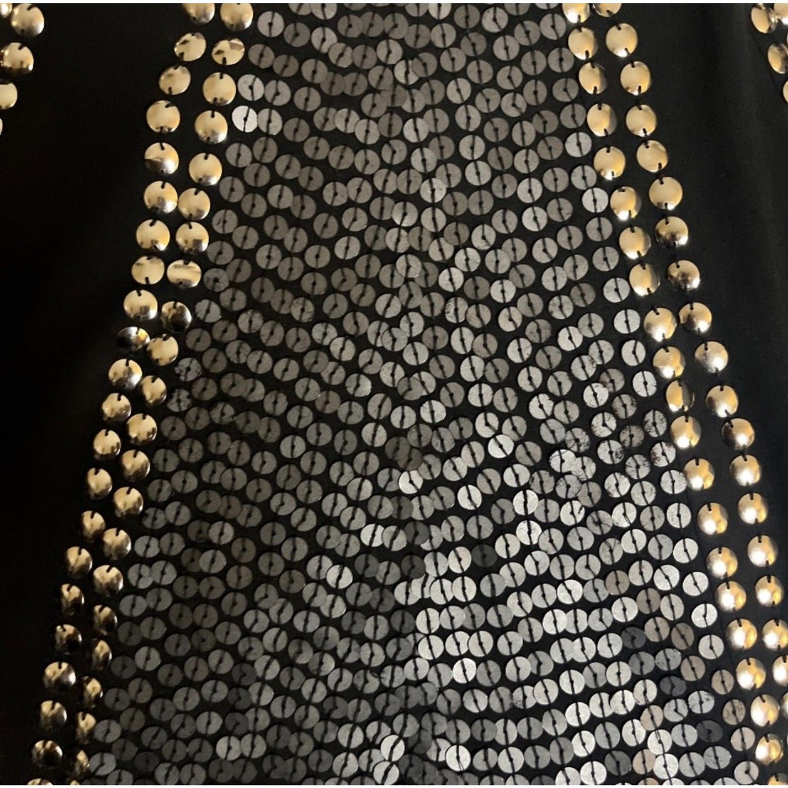 VTG Y2K Bebe Black Tank Top Gold Studded Embellished Keyhole Back Clubwear Sz S