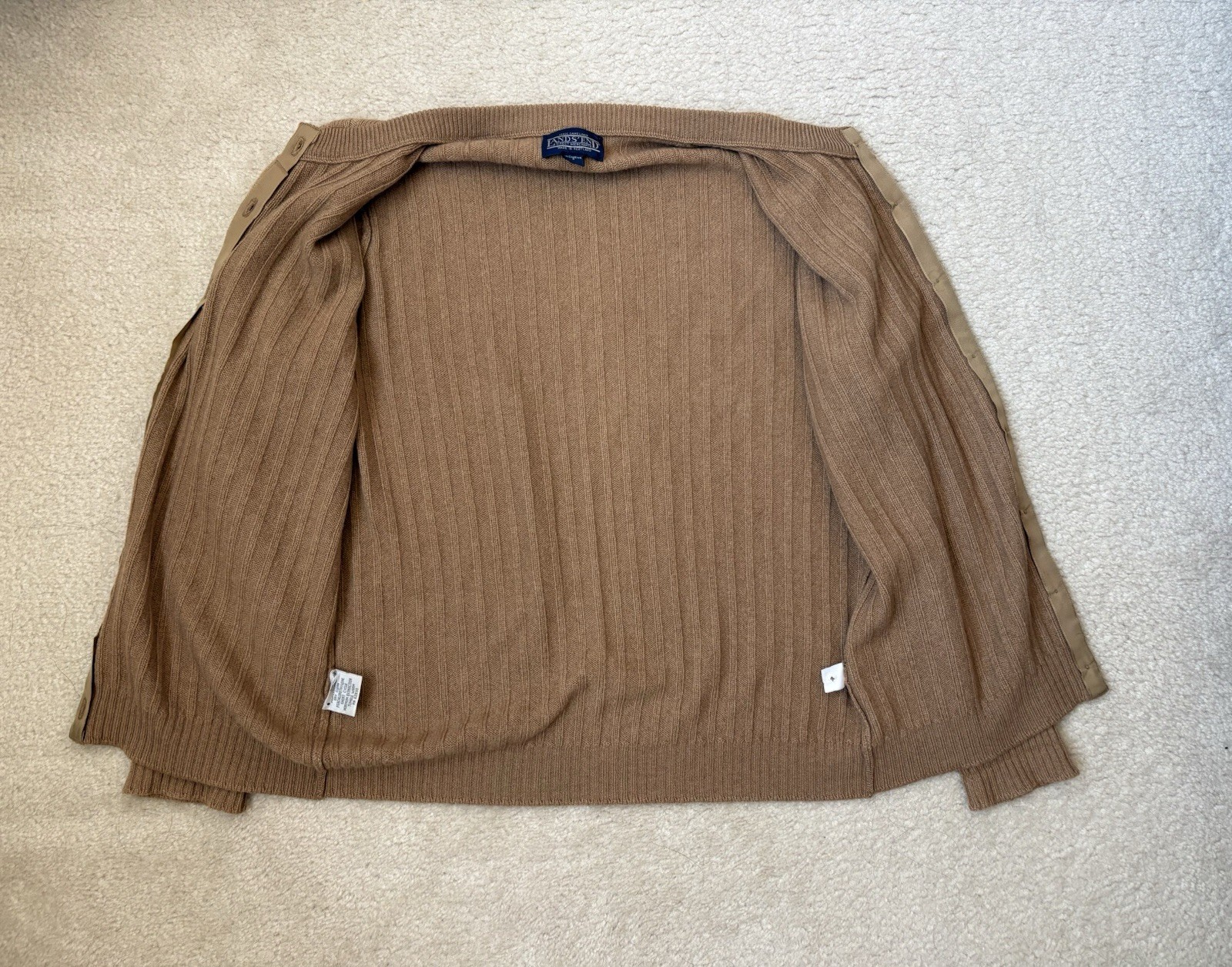 Vintage Lands’ End camel hair Direct Merchants made in Scotland tan cardigan sz6