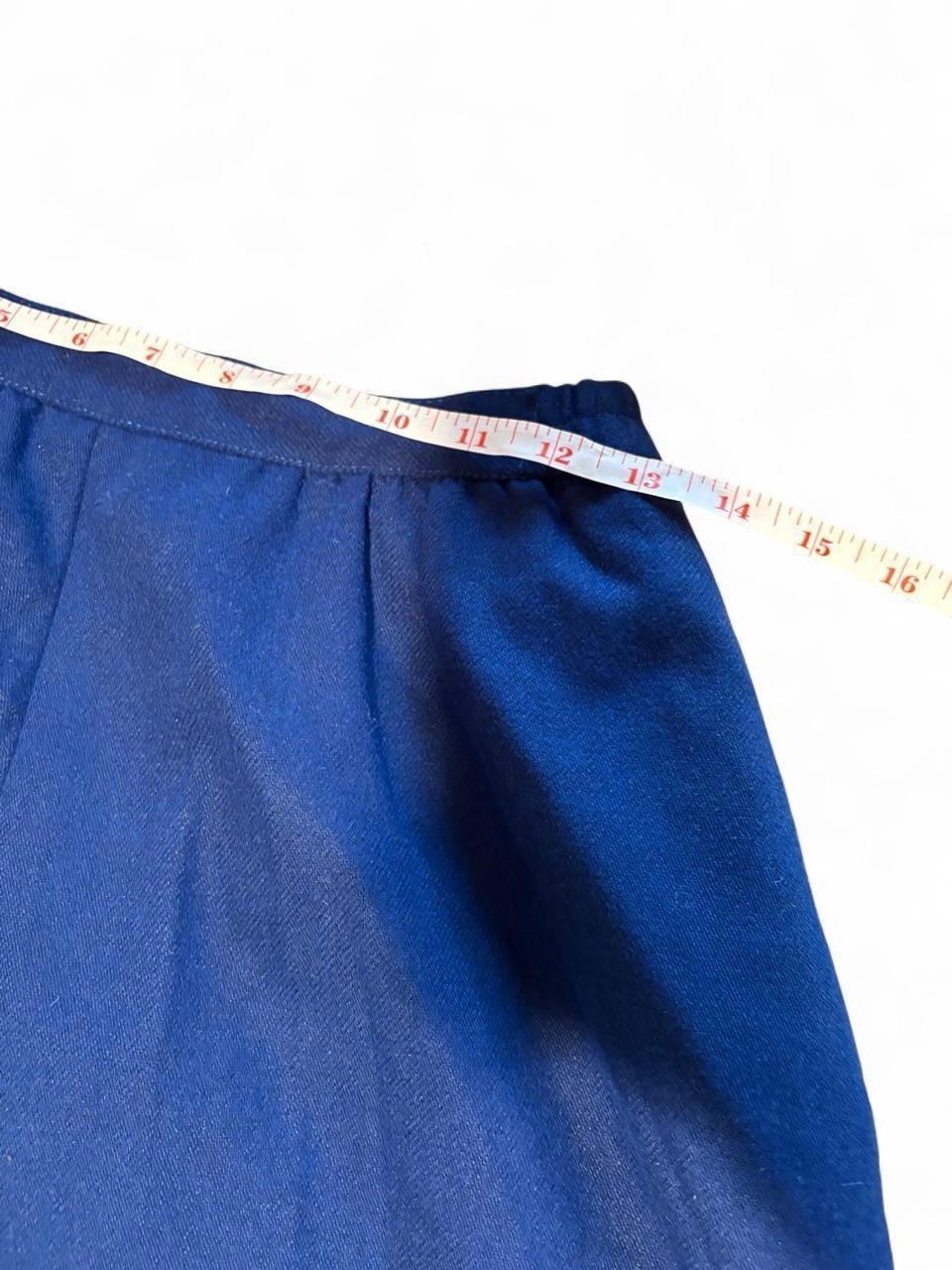 1970s 1980s True Vintage Wool Blend Midi Skirt Classic Blue Size 10