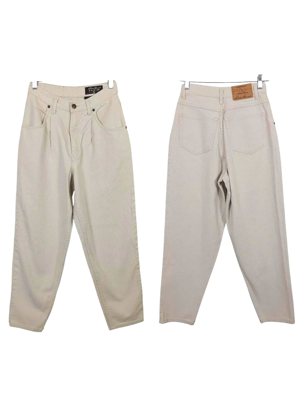 Vintage Eddie Bauer Women’s Relaxed Fit Beige Jeans Size 6p High Rise Tapered