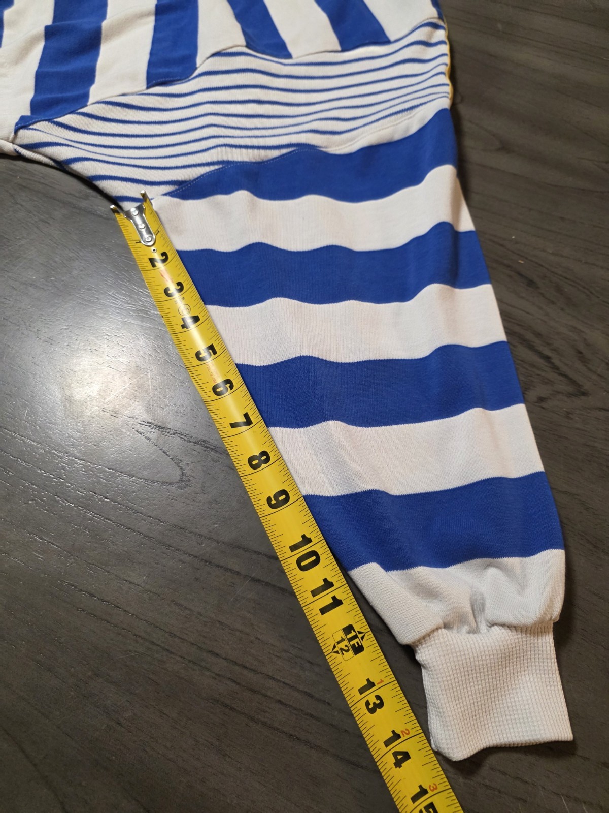 Vntg Rafael Women’s Shirt Blue & White Stripe, Yellow, Metal Buttons Size Small