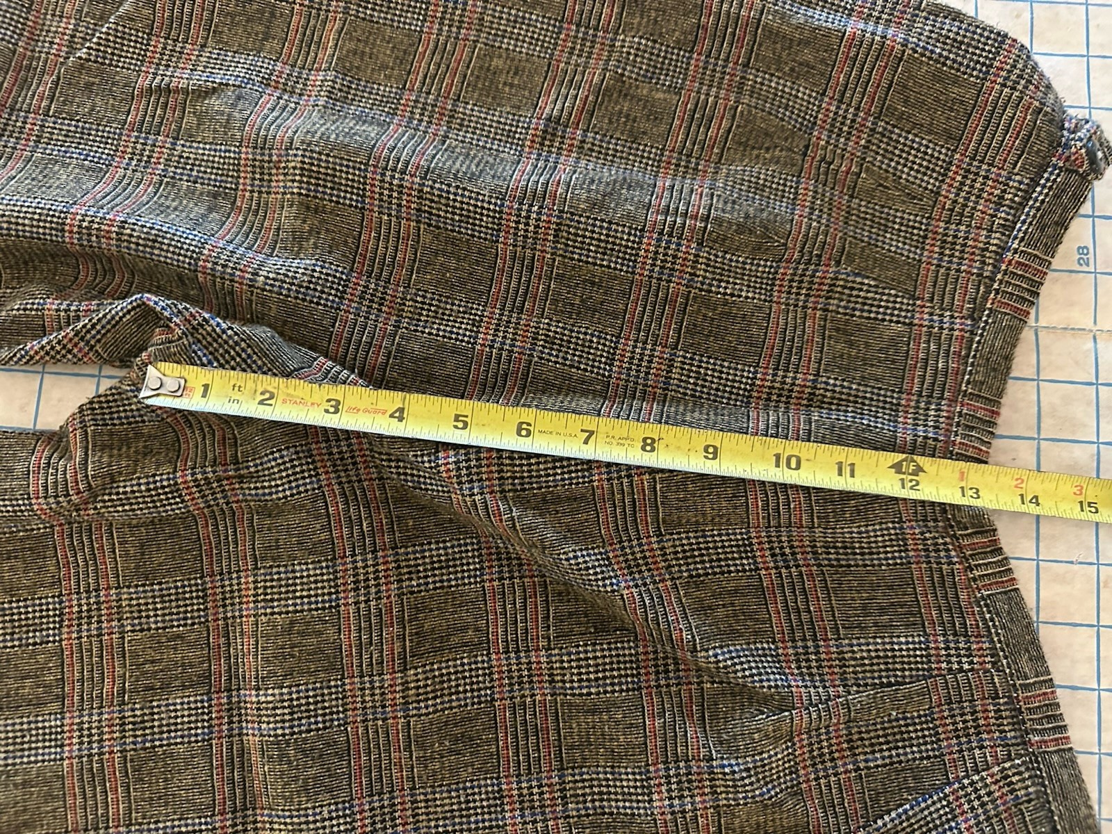 Vintage 1950s Nylon Wool Pants Women’s Tailored High Waist Glen Check Plaid