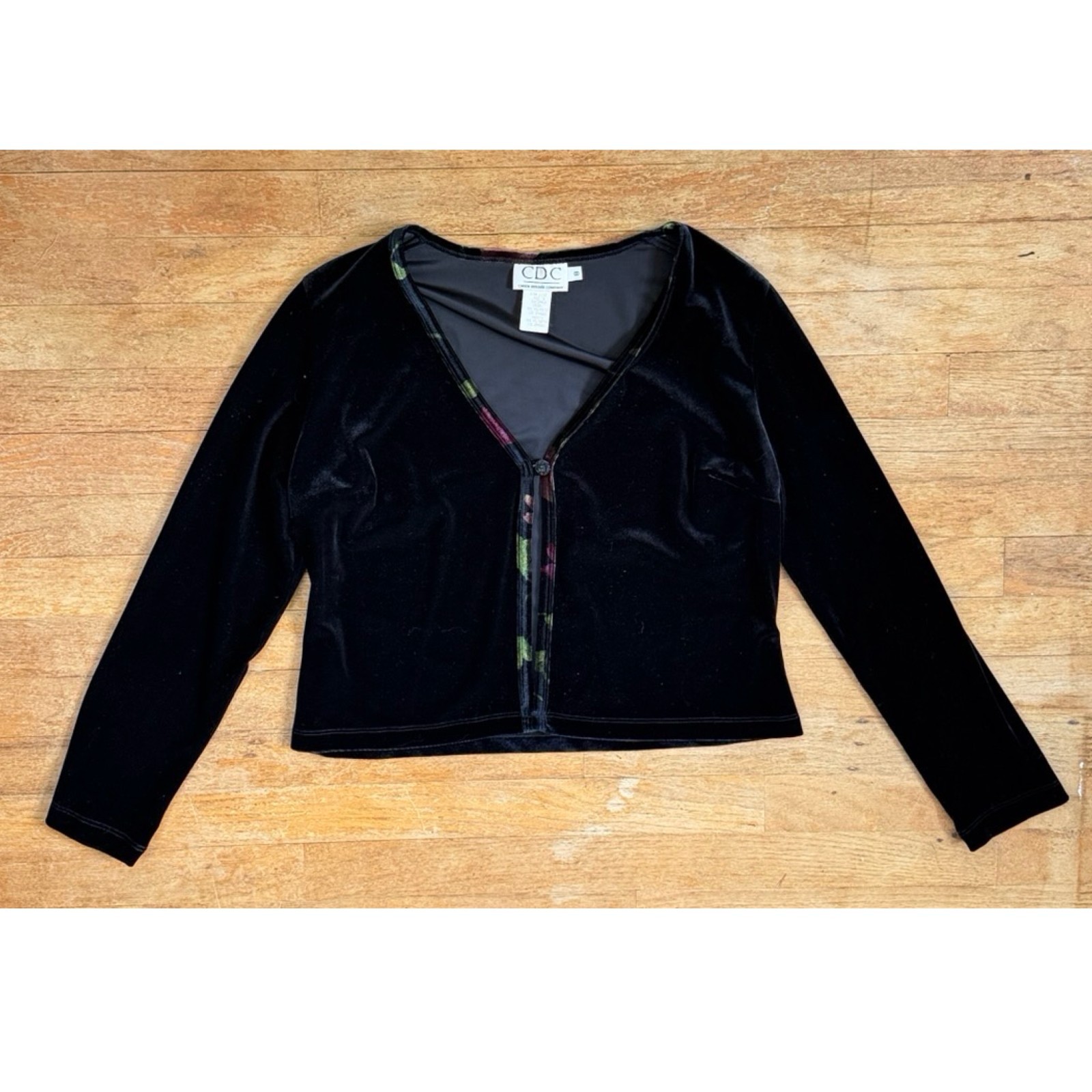 Vintage Crushed Velvet Dress & Jacket Set Size Small 90s Black Floral Maxi