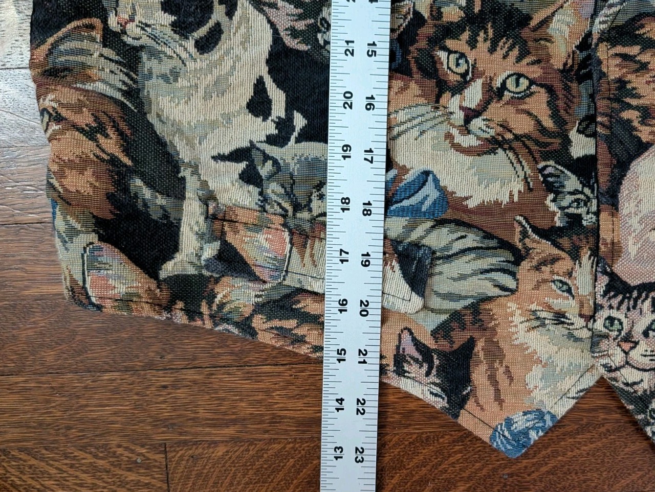 Vintage Handmade KITTY CATS Vest Tapestry Women’s XL Grandmacore Black Lined