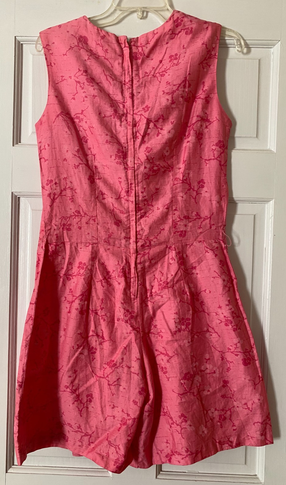 Vintage EVELYN PEARSON Romper Size 12 Pink Floral Sleeveless Faux Wrap Women’s