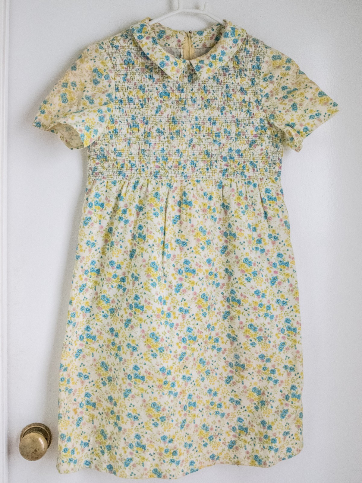 women VTG 50’s custom made cotton floral short sleeve casual dress Sz S