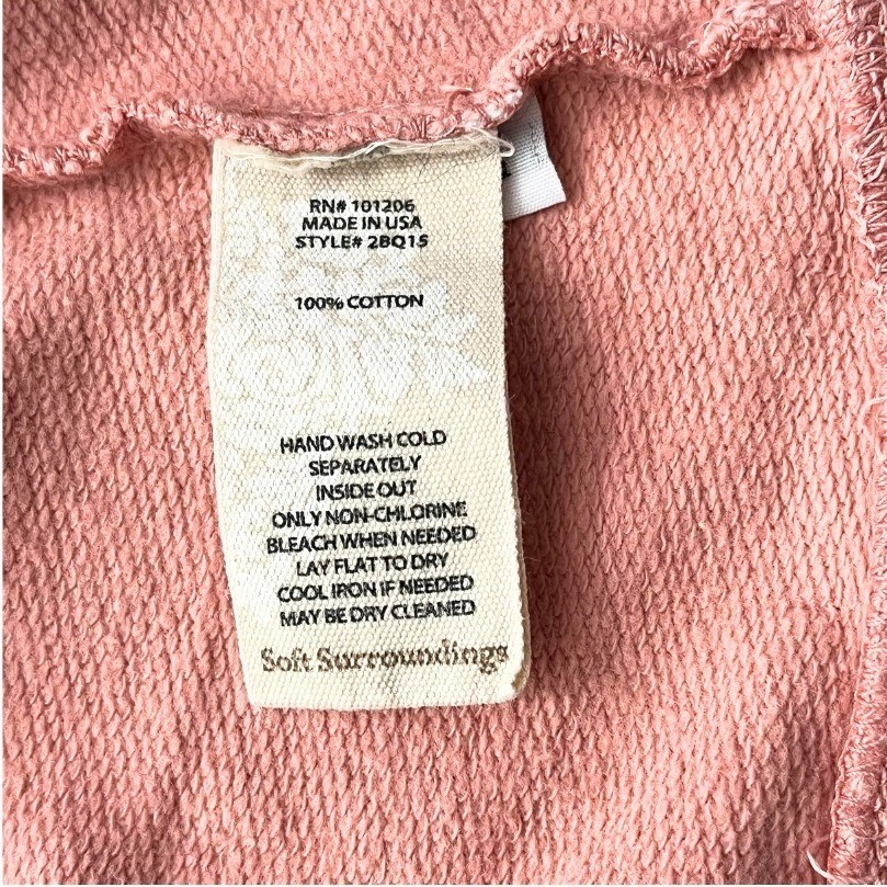 Soft Surroundings Dusty Rose Cotton Tunic Top Snap Sleeve Made USA M Oversized