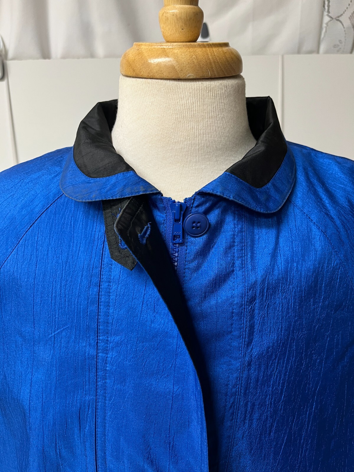 Vintage Raincoat 1980’s Blue Wmn sz 2X Zip Buttons Collar by Coat Collectables