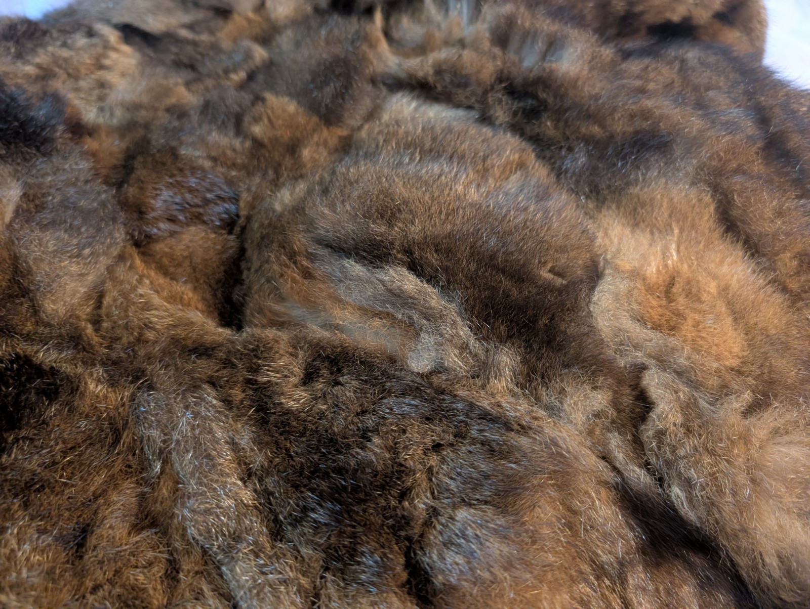 Extra Small Brown Genuine Fur Coat Jacket with Satin Lining, Tie Closure