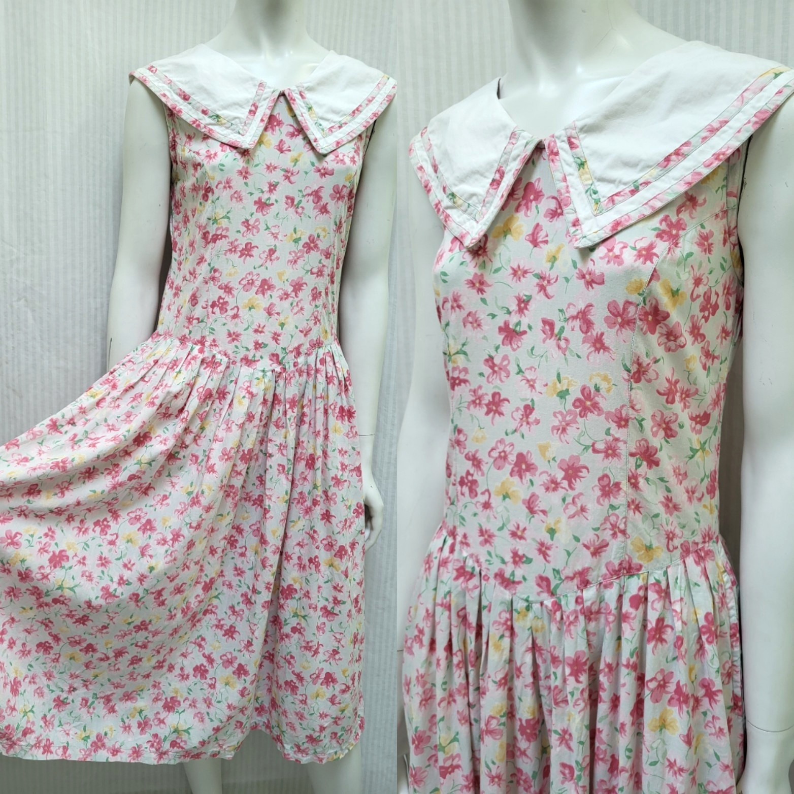 Vintage Passports of Pier 1 Imports Pink Floral Button Back DRESS – Size XS