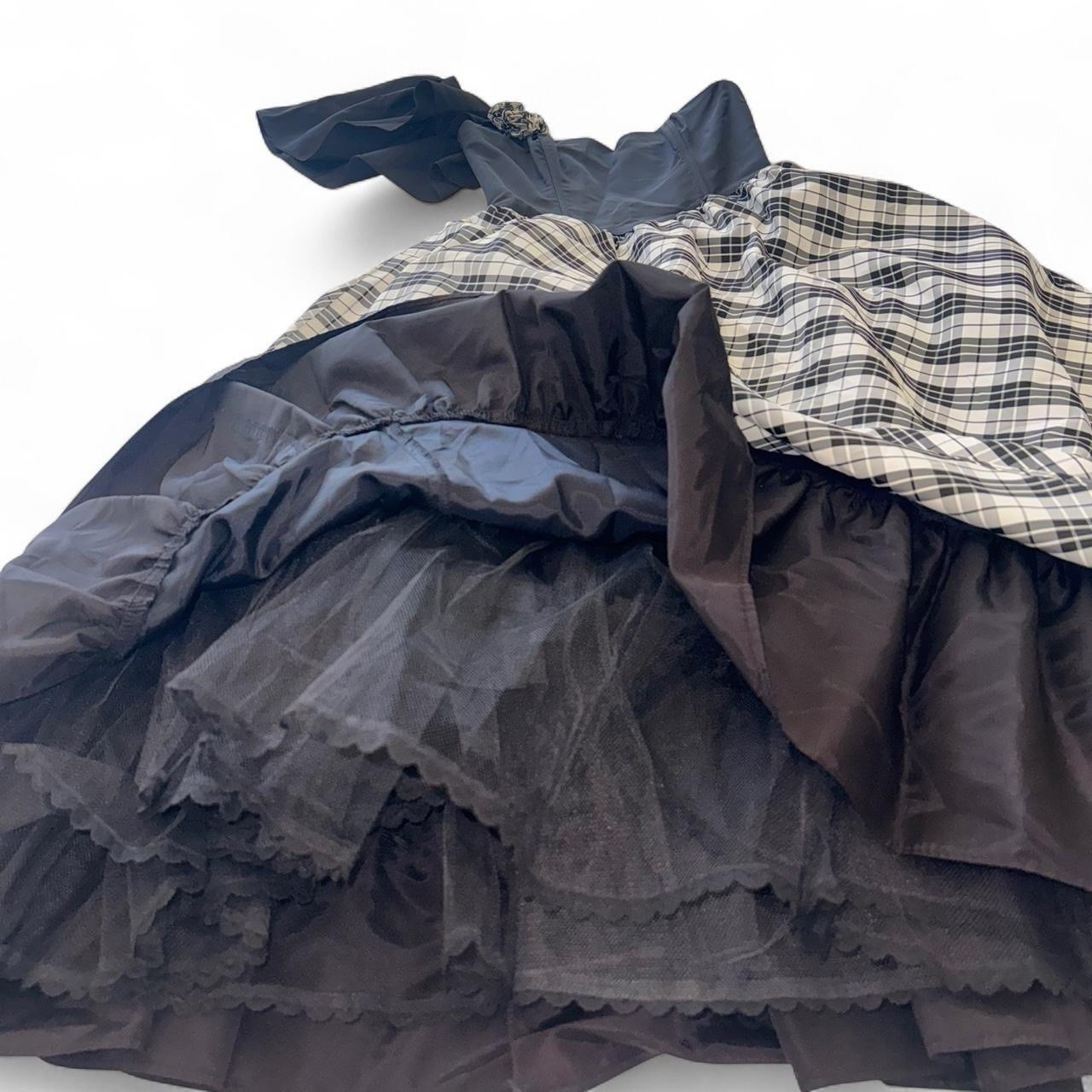 Vintage 1980’s Gunne Sax by Jessica McClintock Black & White Plaid Dress – Sz 3