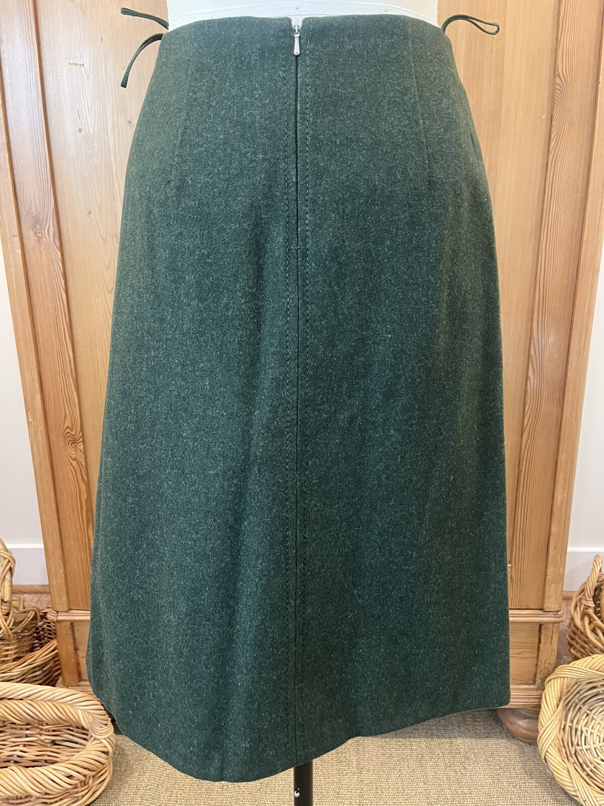 VTG Tofana Sport German Wool Bavarian Skirt-Suit, Wood Buttons Forest Green S/42