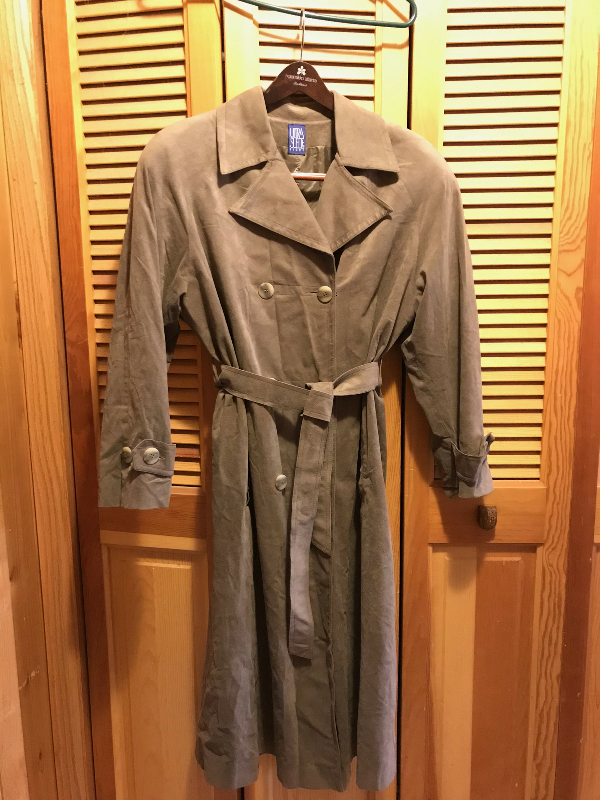 Vintage Count Romi LTD Ultra Suede Womans Double Breasted Trench Coat Sz 8 Brown