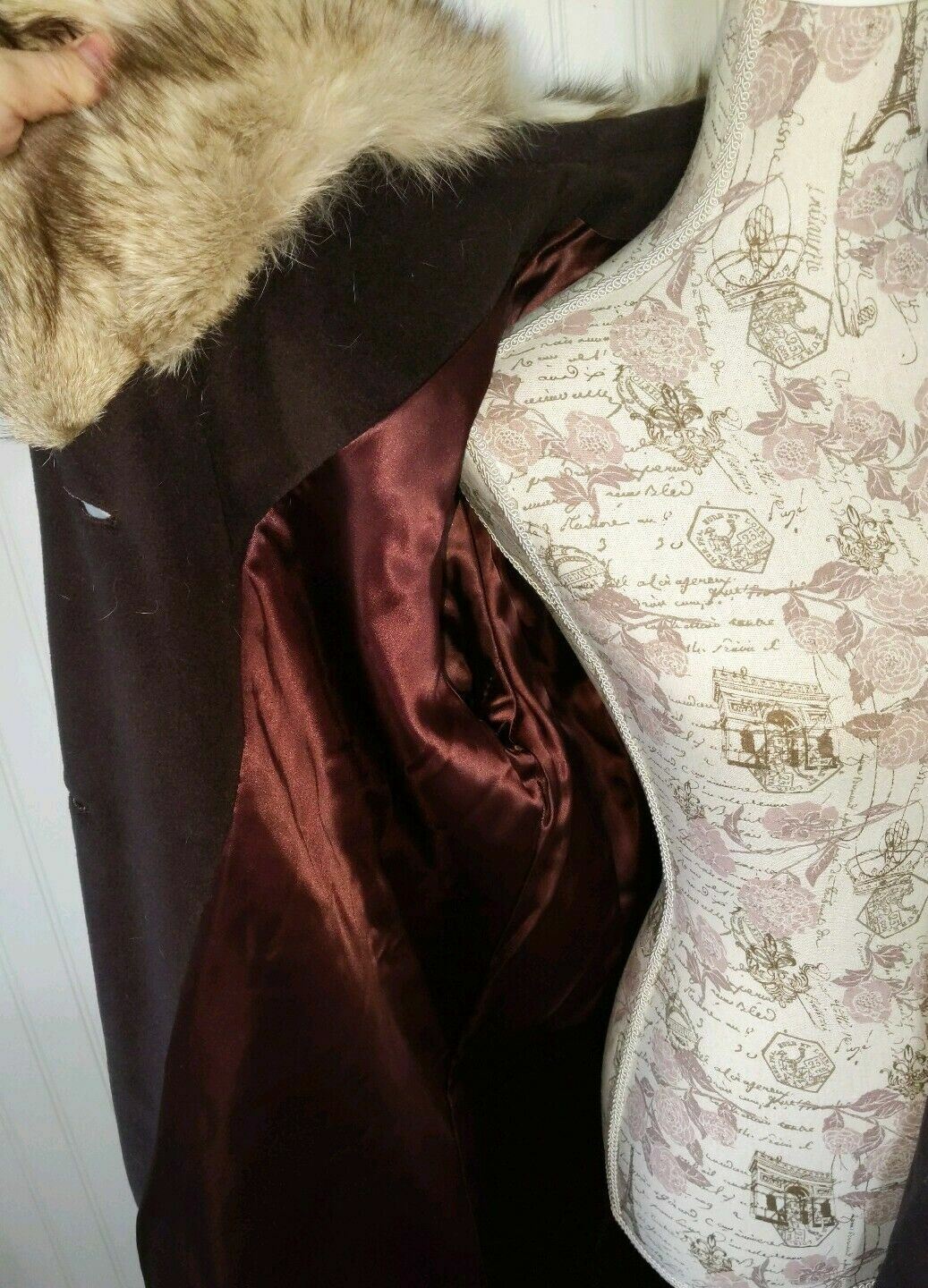 Vintage 1960’s Plum with Fox Fur Collar Winter Coat Soft Cashmere
