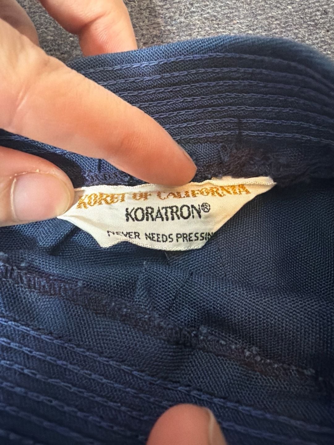 Vintage 60s Koret of California Koratron Navy Blue High Waist Permanent Press Tr