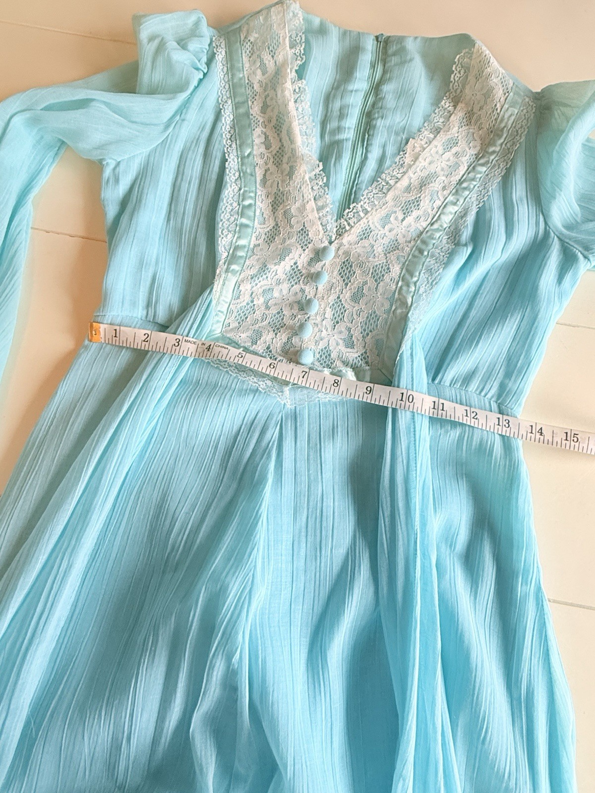 Vintage 1970s Robin’s Egg Blue Prairie Maxi Dress Small Cottagecore Gunne Style