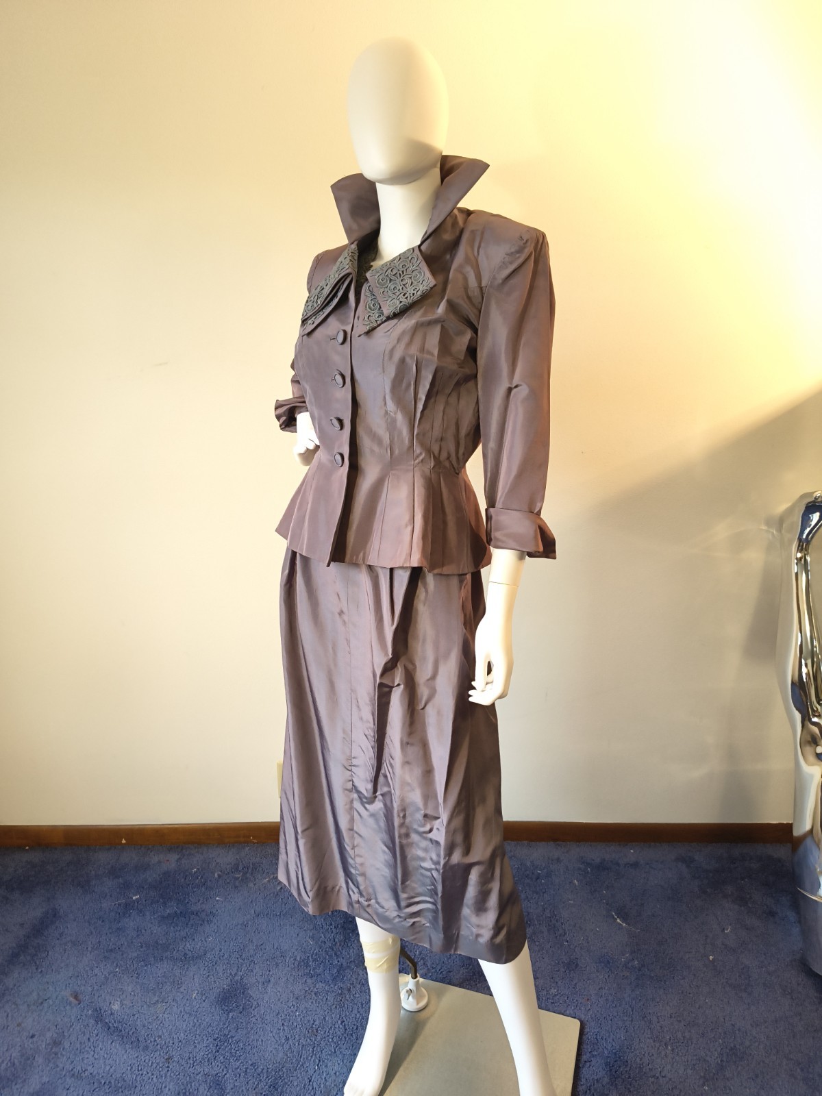 Vintage 50’s Parness Feinstein 2pc Purple Sharkskin Taffeta Cocktail Dress