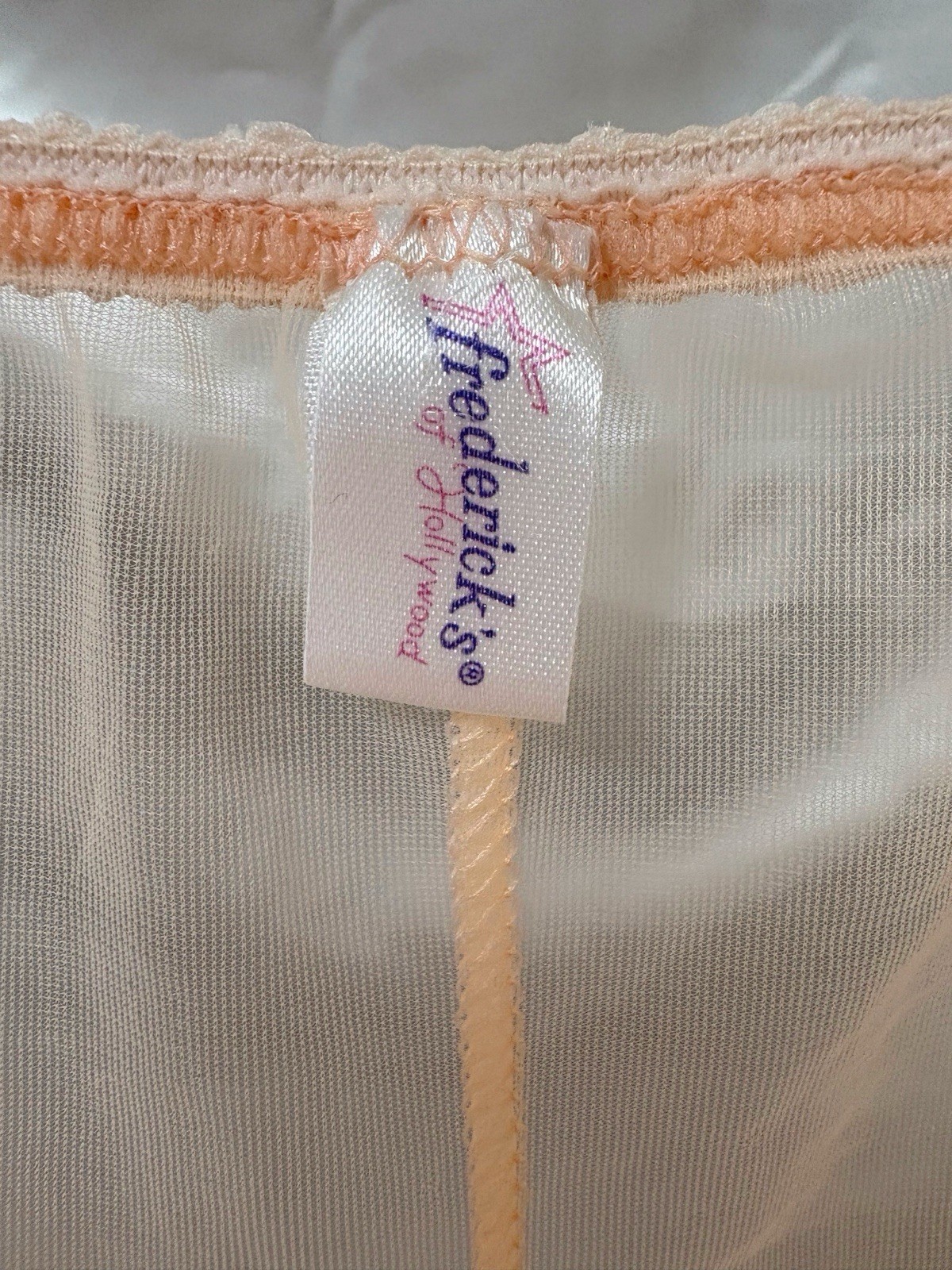 Vintage 1990s Frederick’s of Hollywood Cami Lace Lingerie Corset Top Salmon Pink