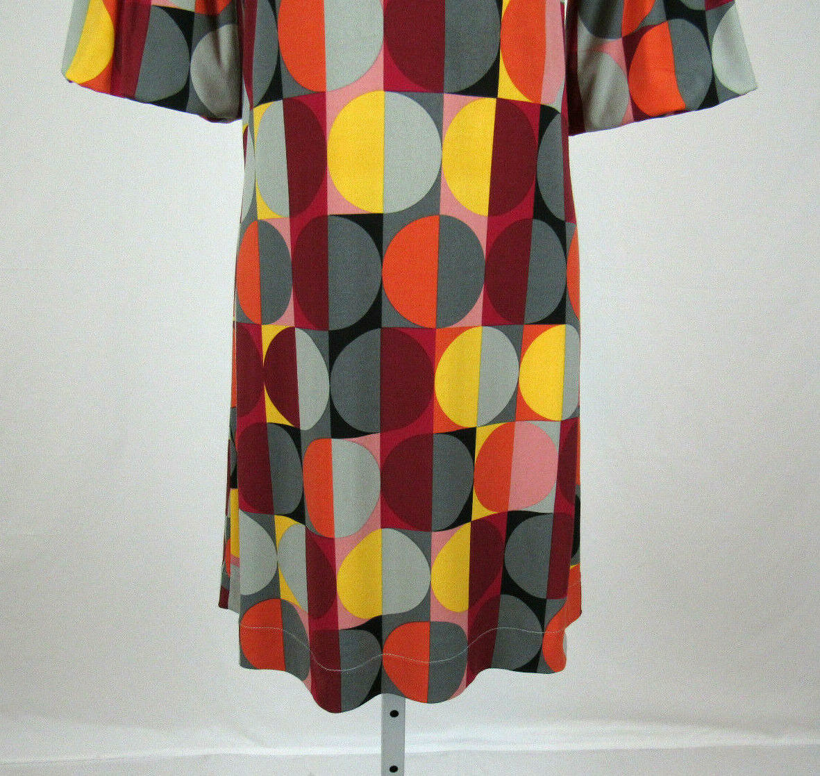 VTG 1980s 90s ELLE SMALL POLY SPANDEX DRESS MOD GEOMETRIC PATTERN PUFFY CUFFS