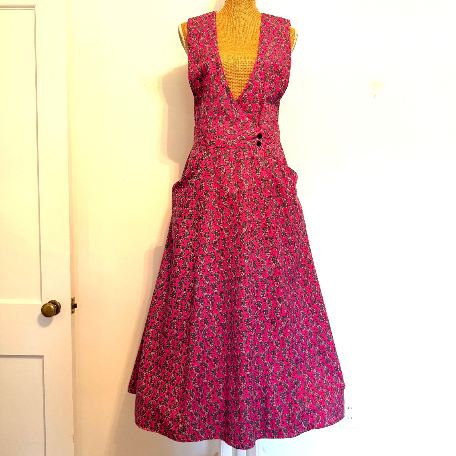 VTG Cambridge Dry Goods Wrap Maxi Dress 90s Granny Core Festival Cotton SIZE 8