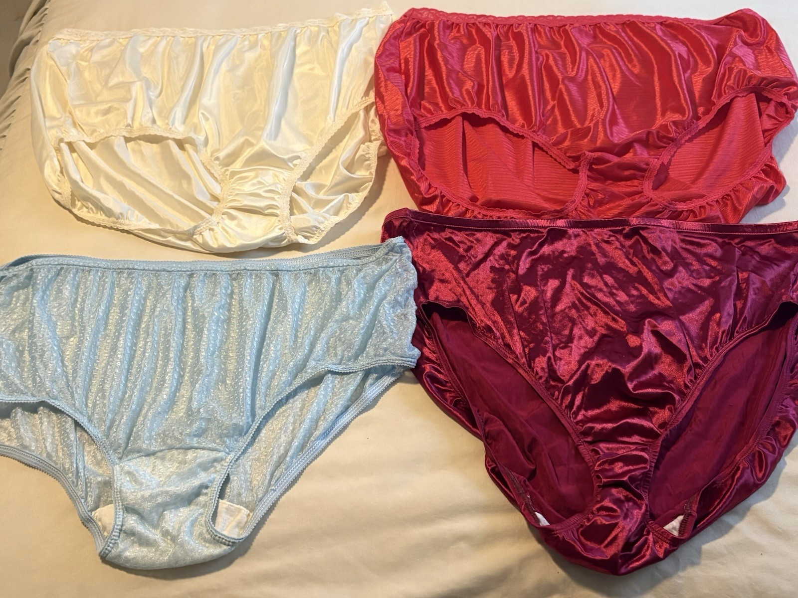 Lot of 4 Vtg Nylon Brief Panties Just My Size 13 3XL High Waist Granny 2nd Skin