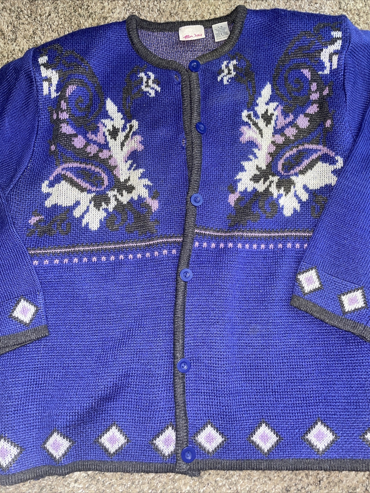Vintage Tan Jay Art Deco Sweater Cardigan With Shoulder Pads
