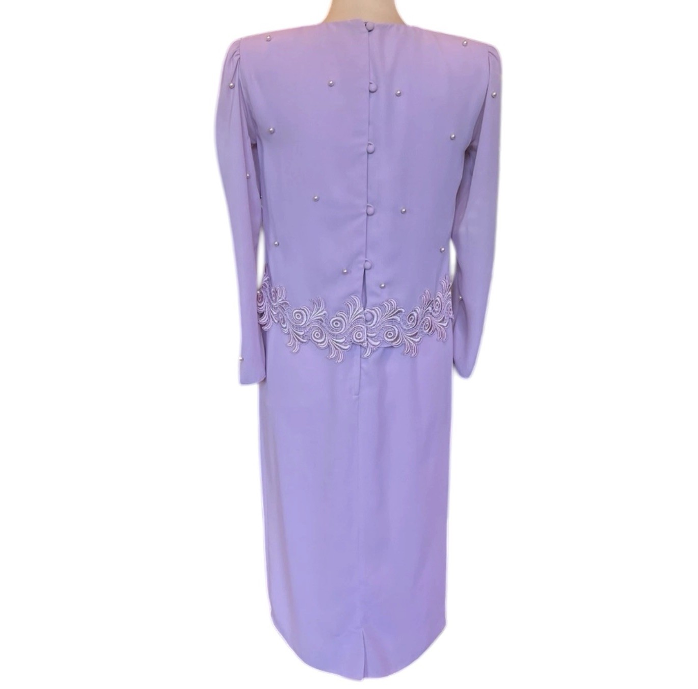 VTG Miss Elliette Chiffon Dress Women’s Size 6 Pink Embroidered Beaded Gown 90s