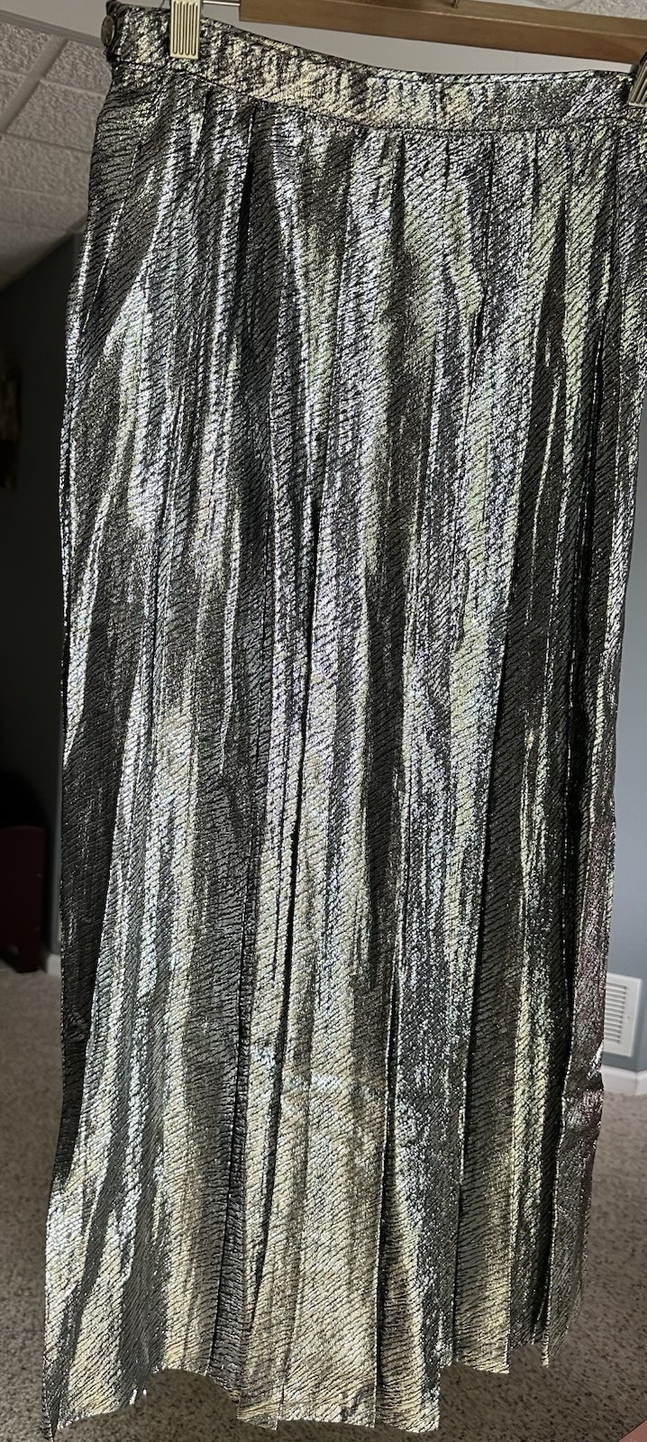Constance Saunders Richard Warren Vintage Metallic Pleated Skirt Sz 10