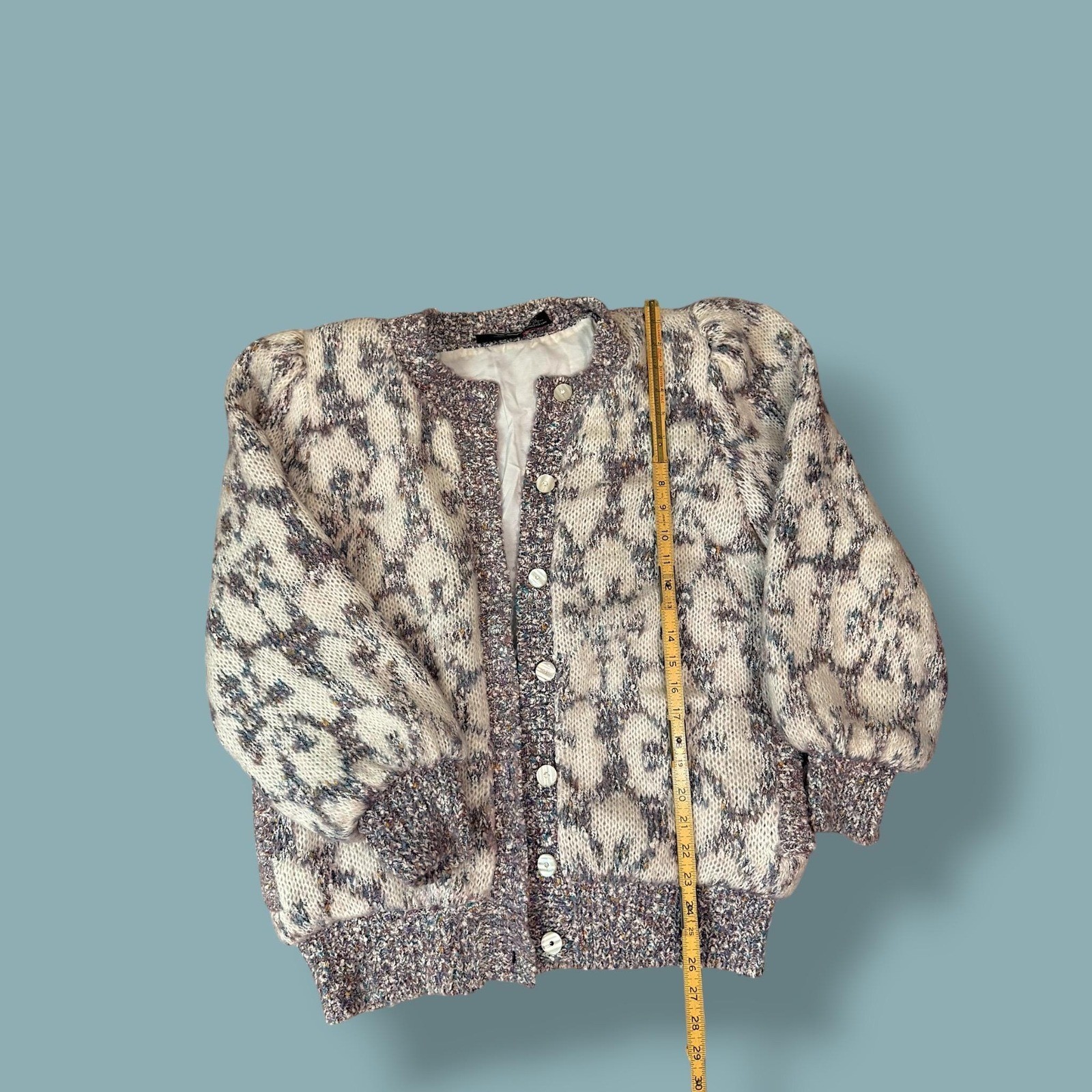 Vintage 80’s Rochelle California Chunky Floral Cardigan atomic Fleck Grandmacore