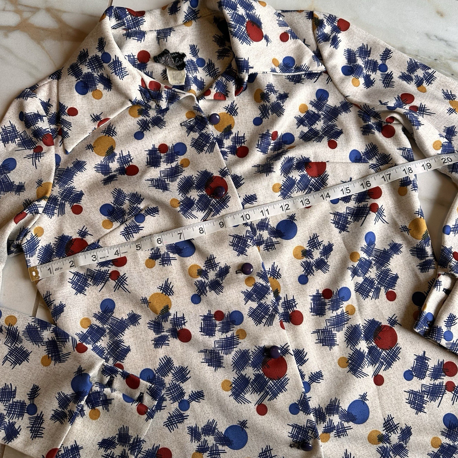 Vintage 60’s Colorful Floral Print Women’s Collared Blazer and A-Line Skirt Set