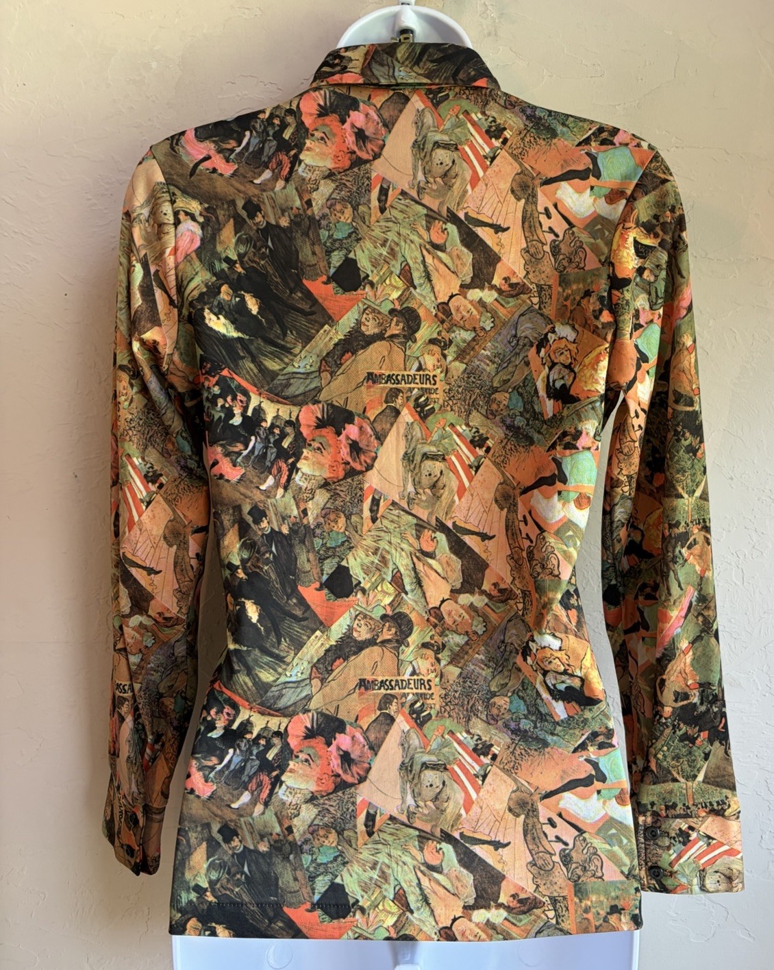 Vintage 1970s Jugs Novelty Print Top M Dagger Toulouse-Lautrec Art Nouveau