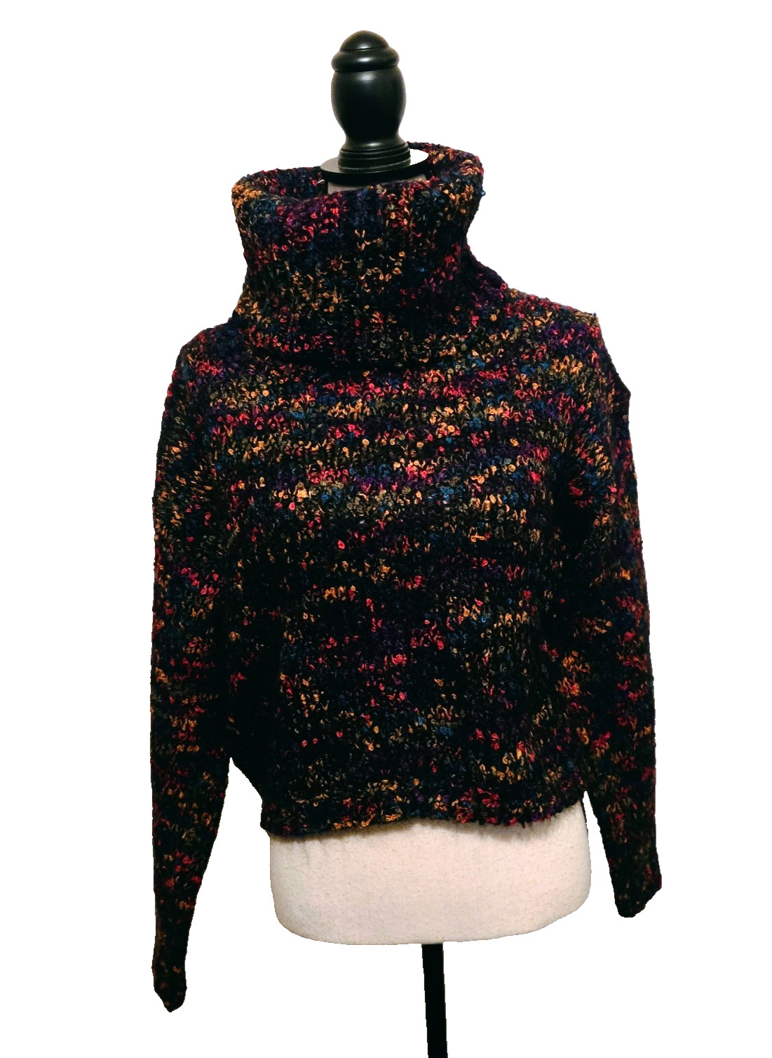 Vintage Croquet Club Colorful Wool Blend Turtleneck L Sweater