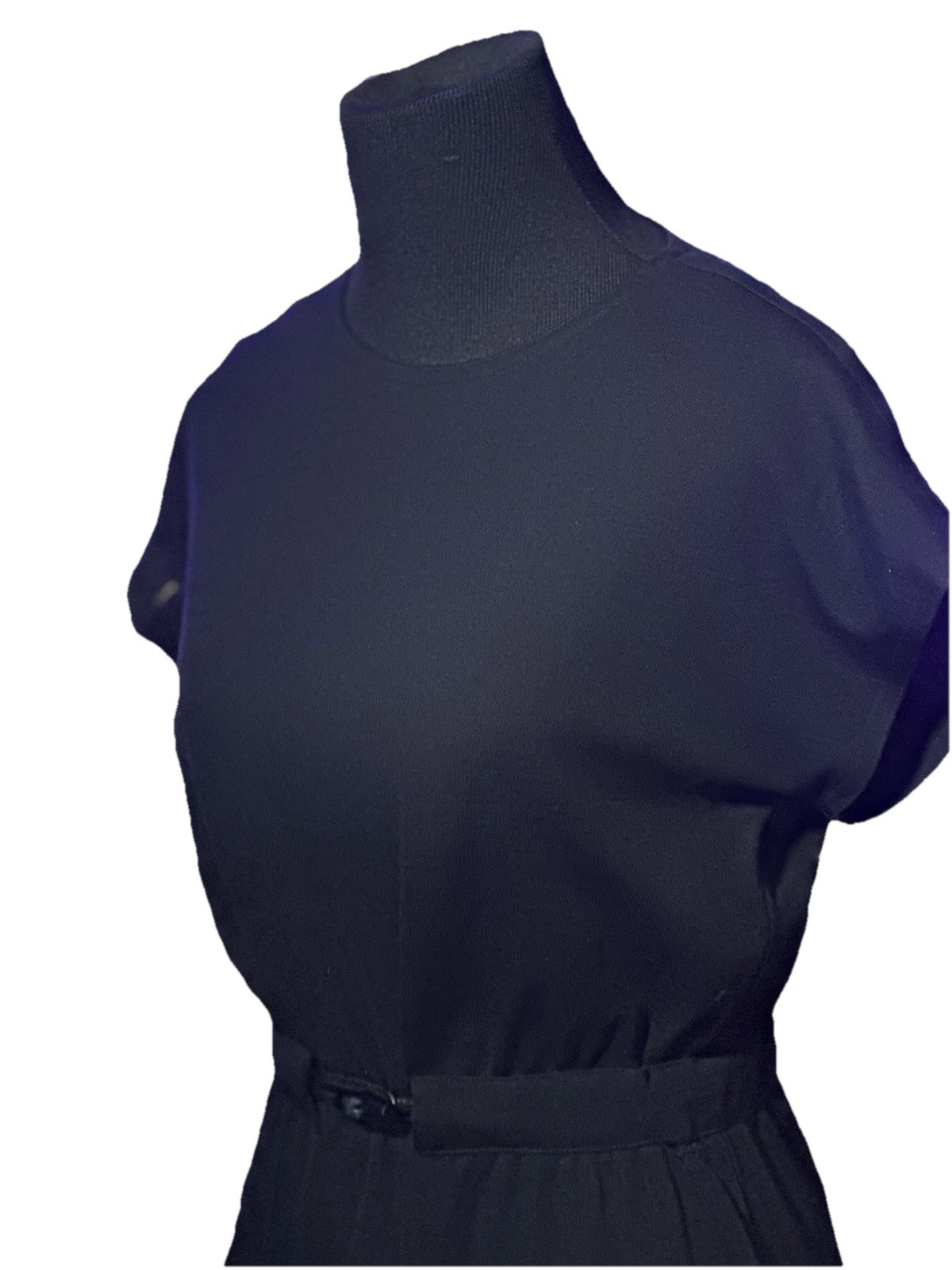 Vintage 70s Pedestal Saks Fifth Ave Black Polyester Batwing Top Size S/M