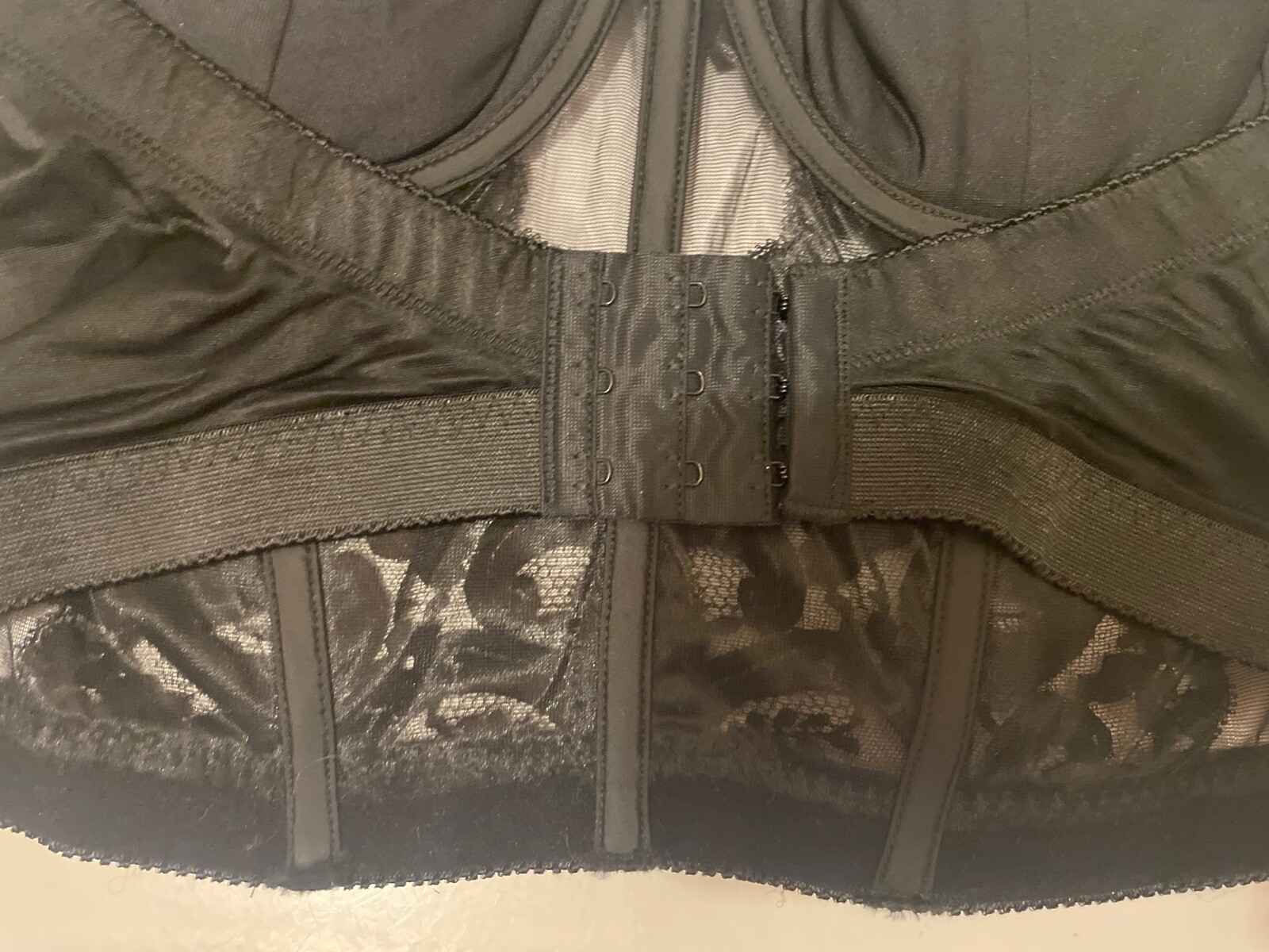 Vtg Lady Marlene Black Strapless Lace Bustier 38B Bra Corset #1288