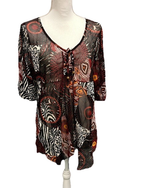 Y2K Animal Print Beaded Top Vintage Sheer NO SIZE TAG* RETRO