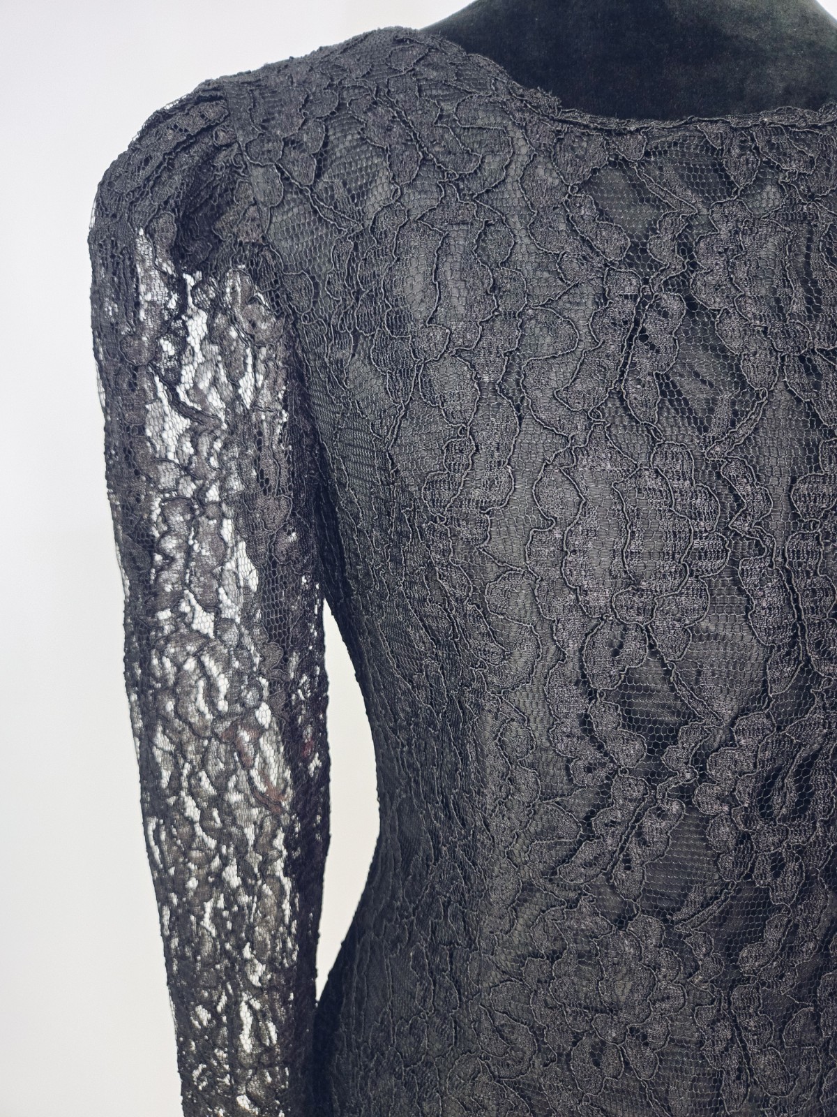 Expo Nights Vintage Long Sleeve Lace Black Dress Size 12