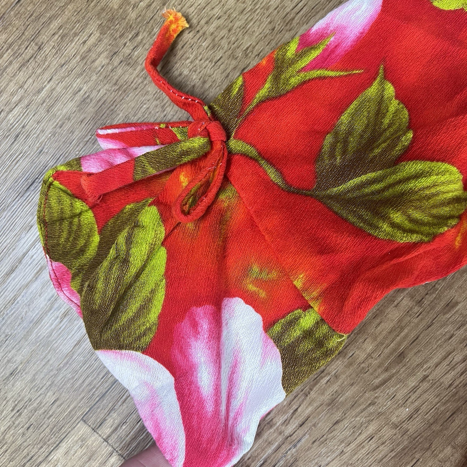 Vintage Ui Maikai Hawaiian Maxi Dress Barkcloth Hibiscus Print 1950-60s Size S