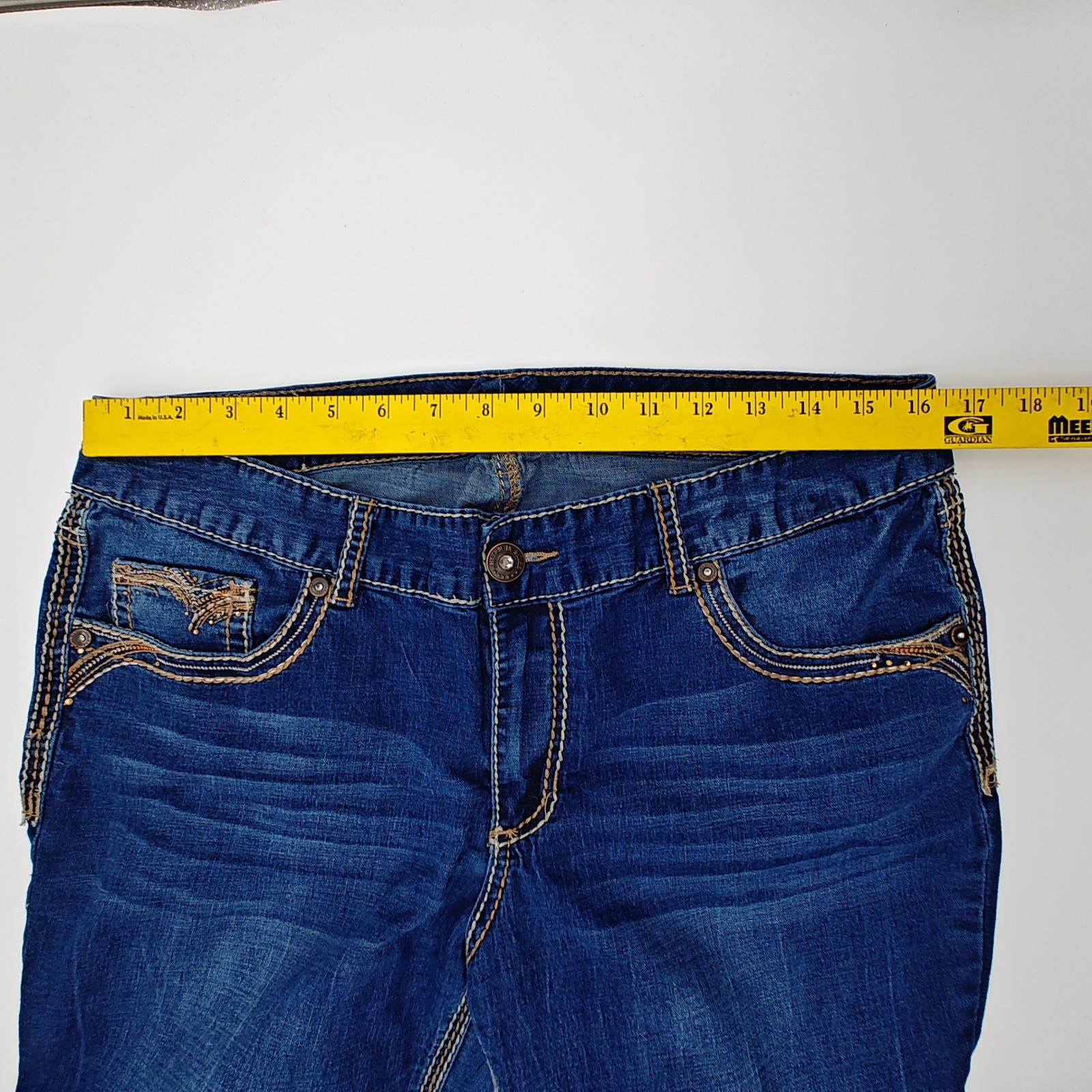Rhythm In Blues Jeans Womens 14 Bootcut Flap Pocket Embellished Denim